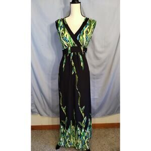 Susan Lawrence Black and Green Maxi Dress